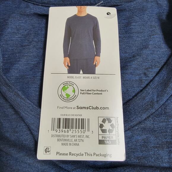 Member's Mark Men's Favorite Soft Long Sleeve Lounge Tee Blue Heather Size Small - Picture 8 of 8